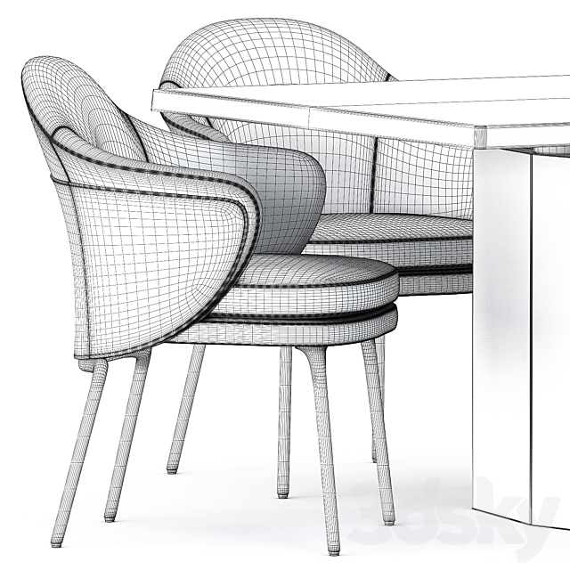 ANGIE CHAIR and MORGAN Table by Minotti 3dskyfree