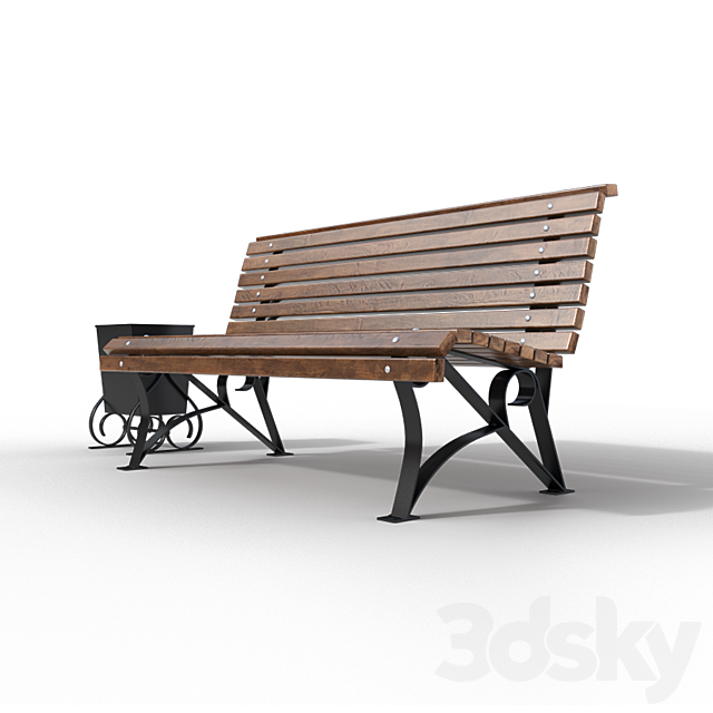 benches and urns 3DS Max Model - thumbnail 2