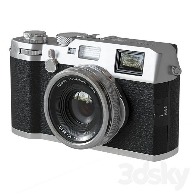 Compact Premium Fujifilm X100F Silver Camera 3DSMax File - thumbnail 1