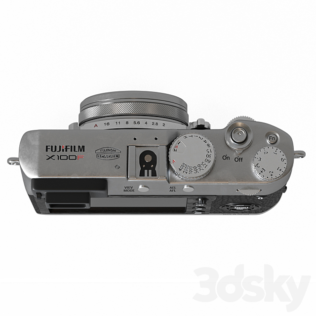Compact Premium Fujifilm X100F Silver Camera 3DSMax File - thumbnail 3
