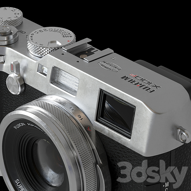 Compact Premium Fujifilm X100F Silver Camera 3DSMax File - thumbnail 4