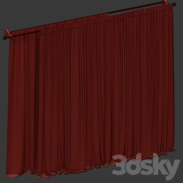 Brown curtains in four colors with tulle 3dsky