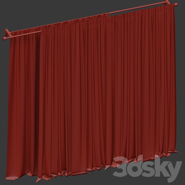 Brown curtains in four colors with tulle 3dskyfree
