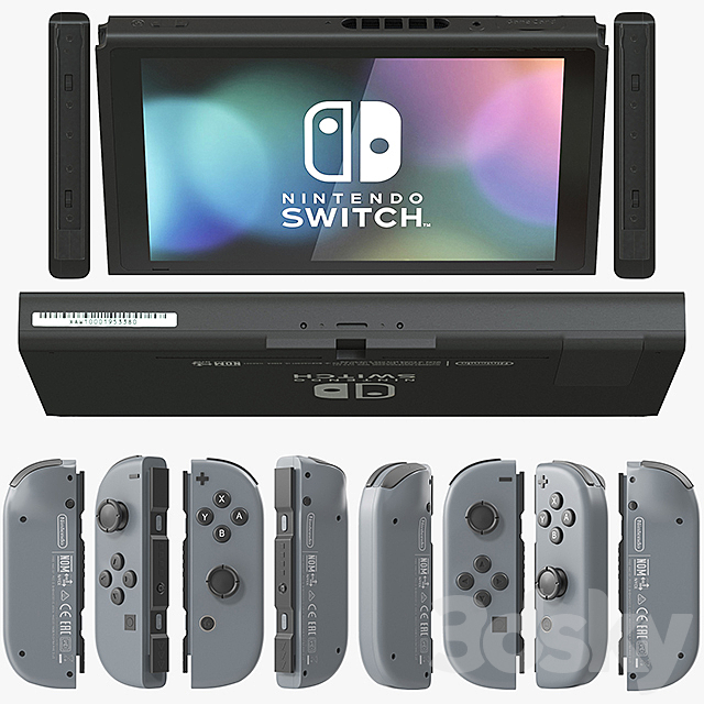 Nintendo Switch with Gray Joy Con 3d