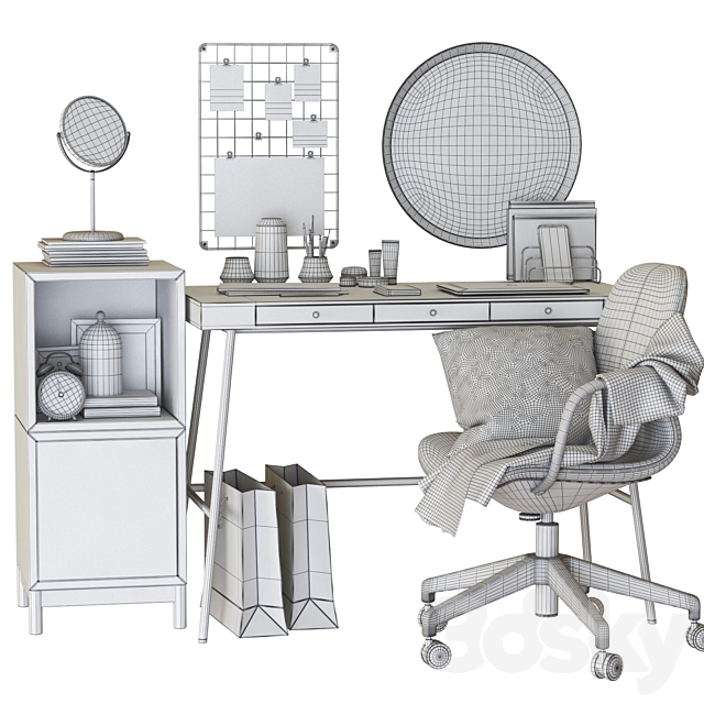 IKEA LILLASEN dressing table and workplace 3DSMax File - thumbnail 3