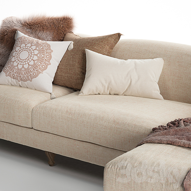Rose Fabric Sofa Chaise 3dsky
