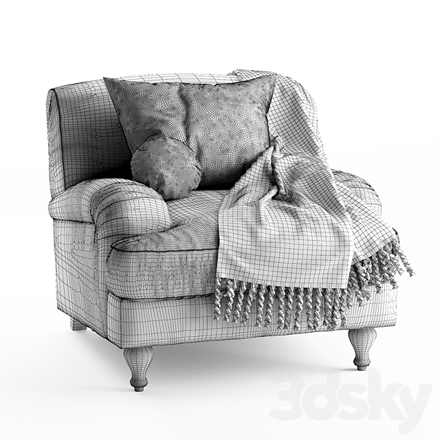 Rose fabric armchair 3DSMax File - thumbnail 5