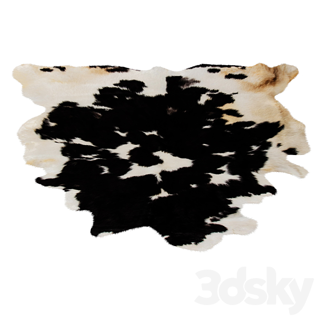 Black And White Skin Cow Rug 3DSMax File - thumbnail 2