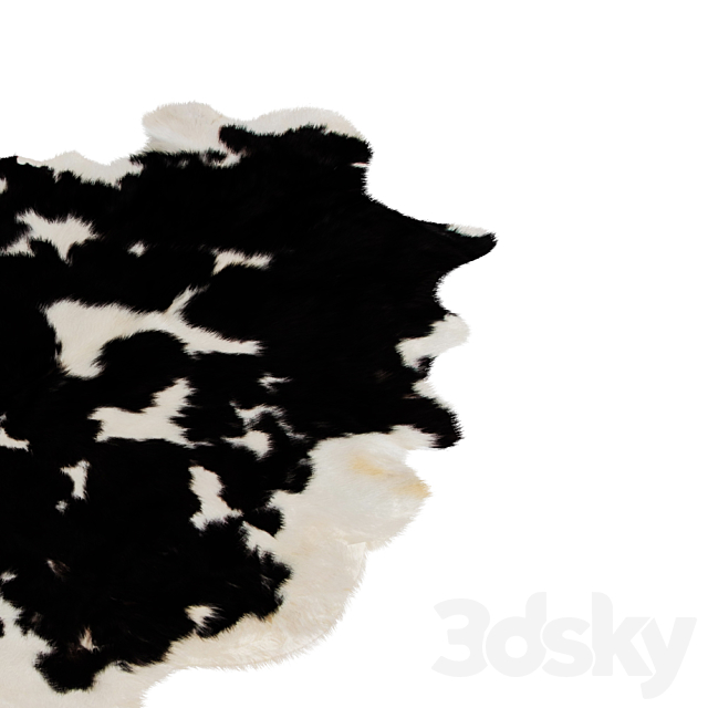 Black And White Skin Cow Rug 3DSMax File - thumbnail 4