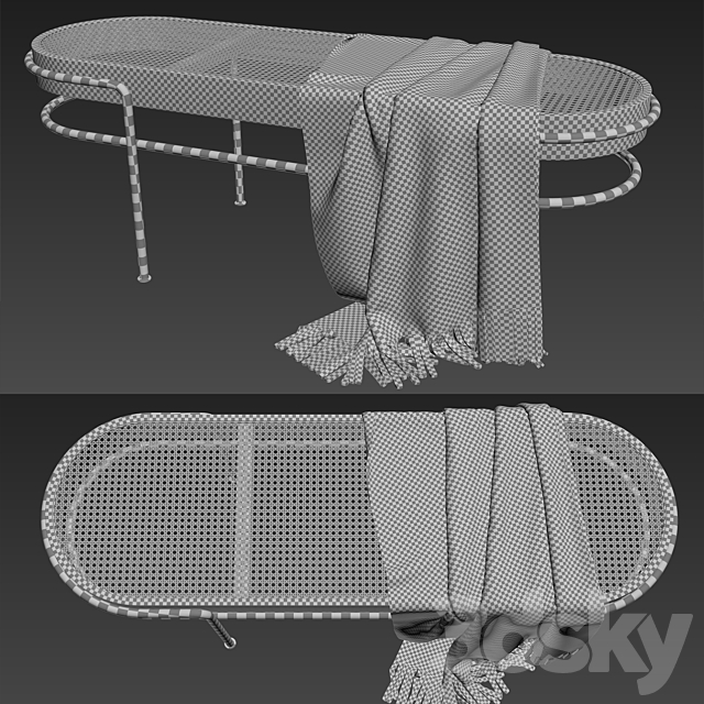 Rattan bench (middle) 3DSMax File - thumbnail 3