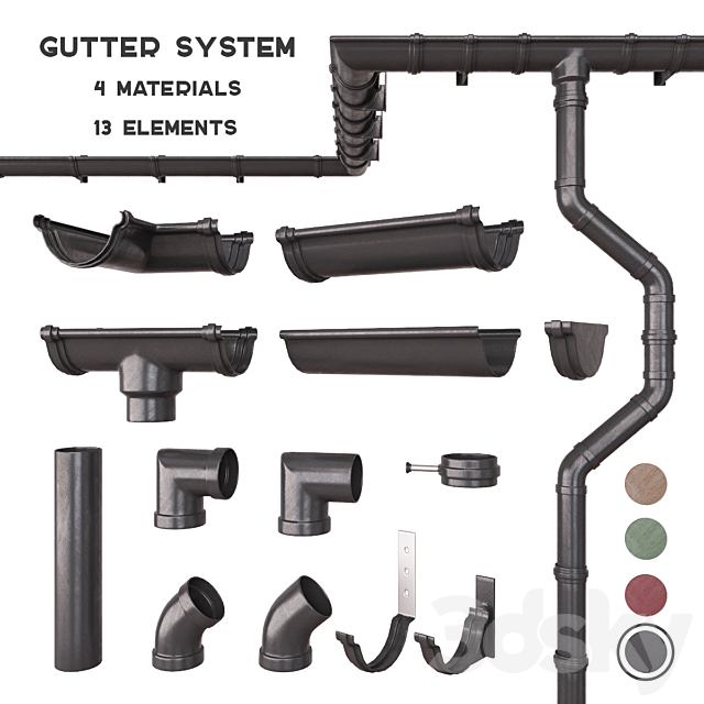 Gutter system 3dsky