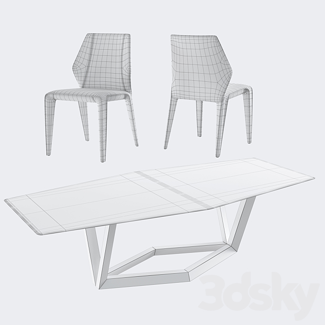 Dining set natuzzi frida chair C014 hex table E015 3DSMax File - thumbnail 5