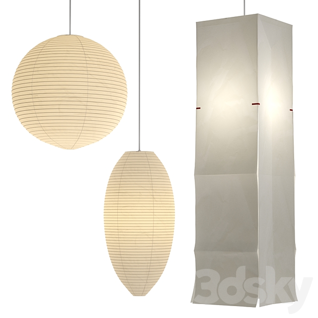 Akari Paper Japan Lantern Collection Isamu Noguchi 3d