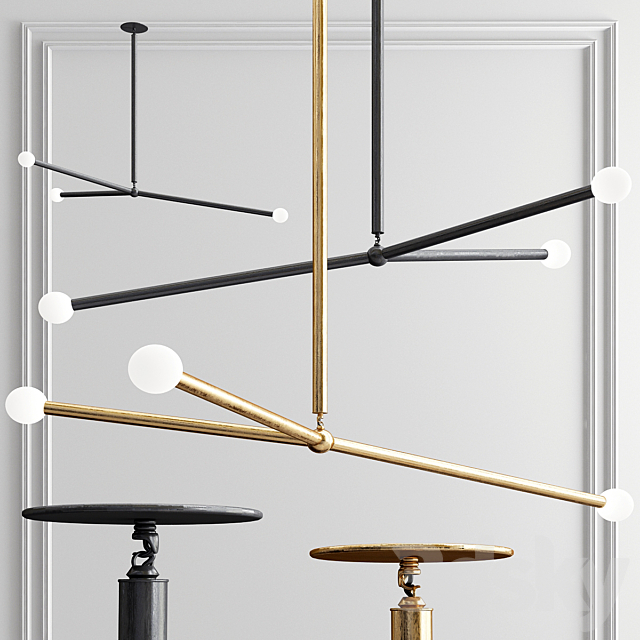 Brass System Chandelier - 3 type 3d