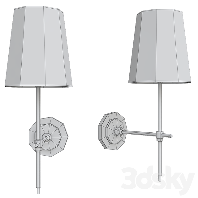 Adams Wall Sconce with Linen Shade 3DS Max Model - thumbnail 2