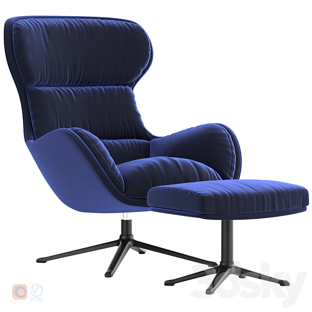 Boconcept – Reno chair + Reno footstool 3DSMax File - thumbnail 1