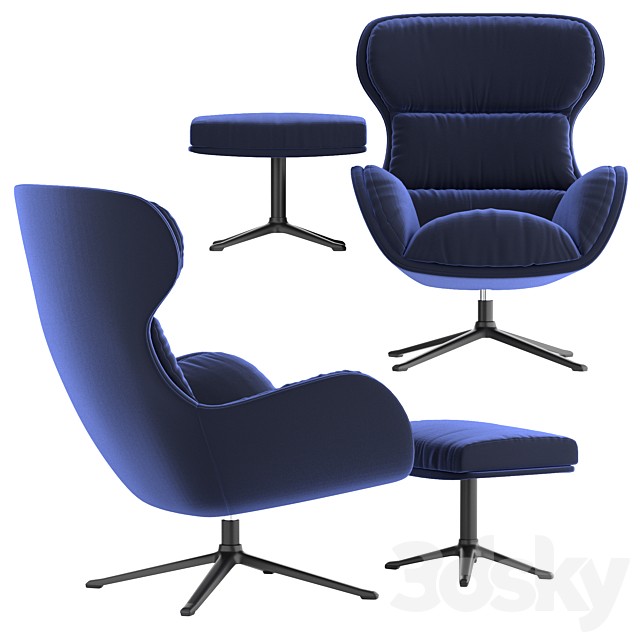 Boconcept – Reno chair + Reno footstool 3DSMax File - thumbnail 2
