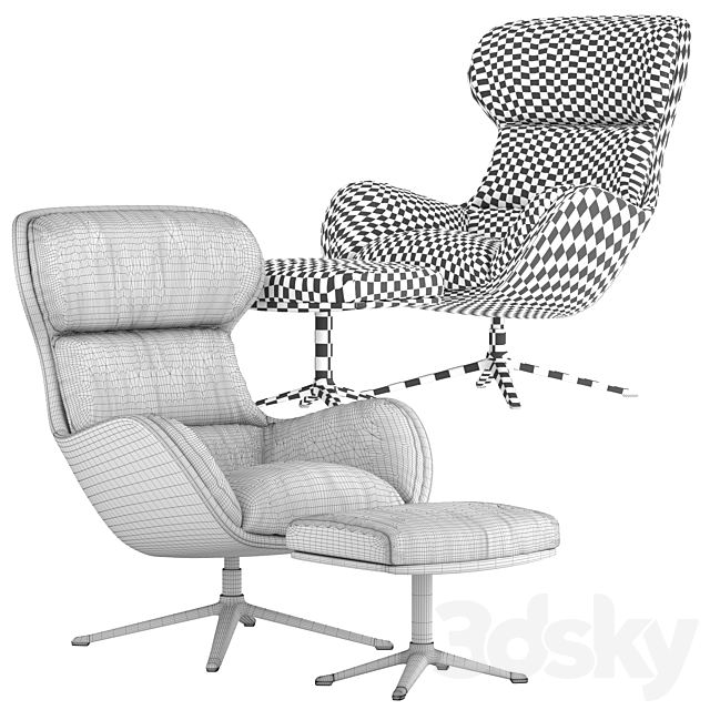 Boconcept – Reno chair + Reno footstool 3DSMax File - thumbnail 5