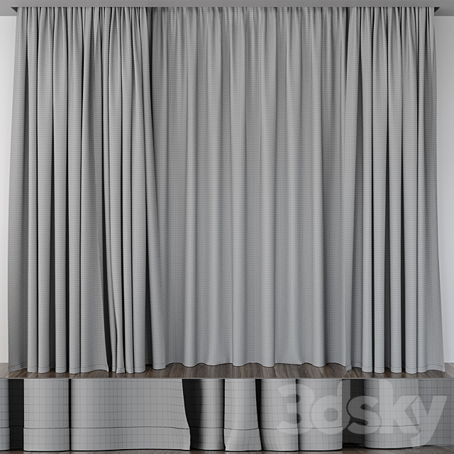 Curtains ocher and mint 3d