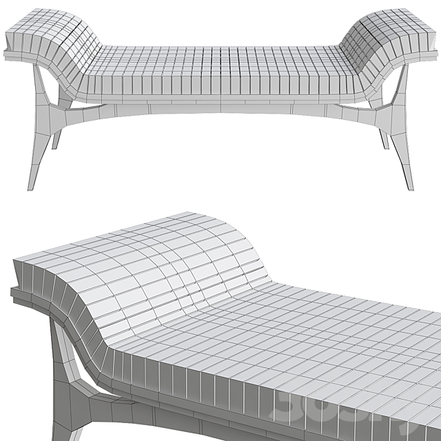 HOLLY HUNT CAST BENCH 3DSMax File - thumbnail 2