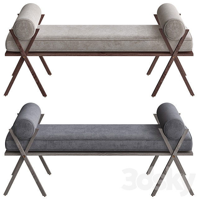 Mid Century Upholstery Bench 3DSMax File - thumbnail 1