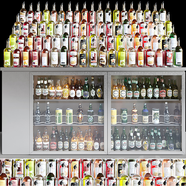 Huge bar with a large selection of alcohol. Cocktail 3DSMax File - thumbnail 1