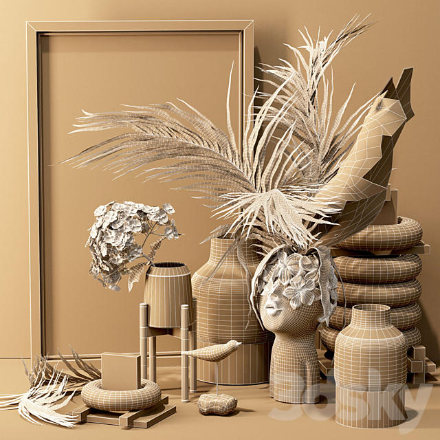 Decorative set - dried flower 3dskyfree