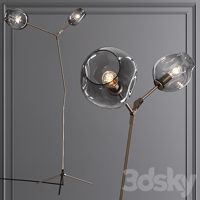 Branching Bubble Floor Light Vintage Brass and Gray Glass 3DSMax File - thumbnail 1