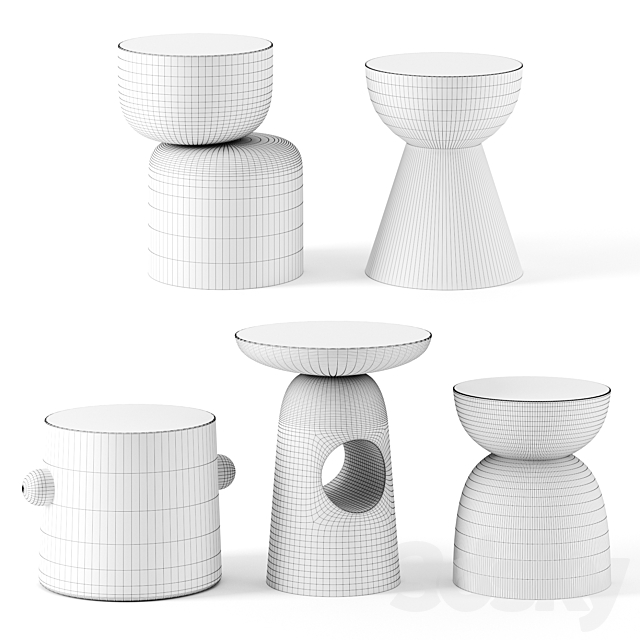 Hew Side Tables by DWR 3d