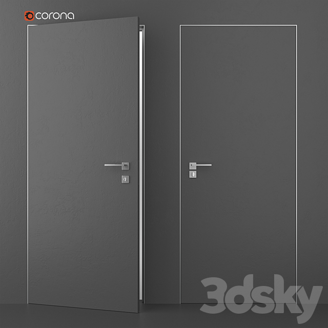 Flush-mounted interior door 3d