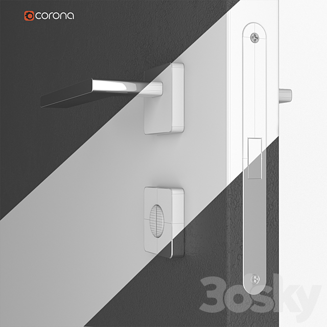 Flush-mounted interior door 3dskyfree