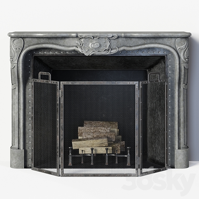 Regency Style Stone Fireplace 3DSMax File - thumbnail 1