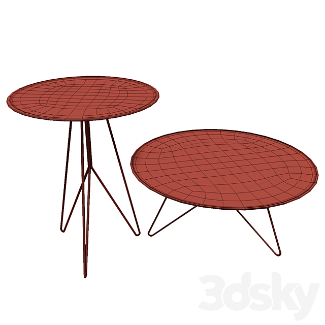 Set of coffee tables. Miniforms LINK. IKEA RIAN 3DS Max Model - thumbnail 2
