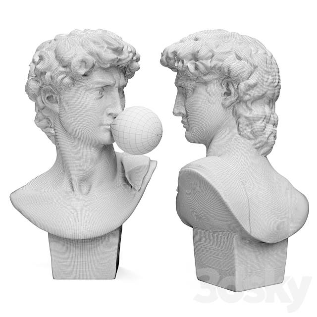 Bust of David Sculpture Michelangelo 3dsky