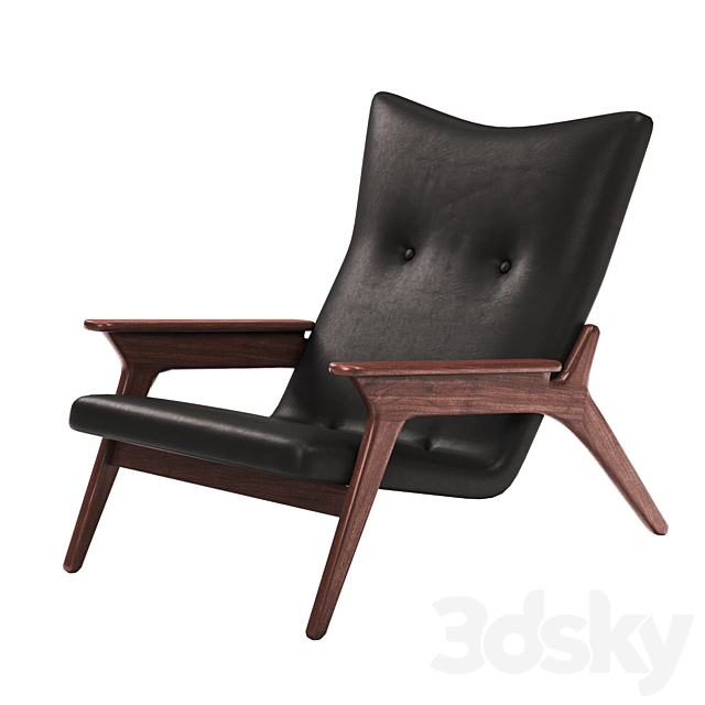 Adrian Pearsall Black Leather Lounge Chair 3DSMax File - thumbnail 1
