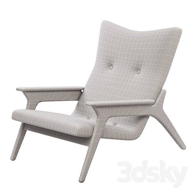 Adrian Pearsall Black Leather Lounge Chair 3DSMax File - thumbnail 4