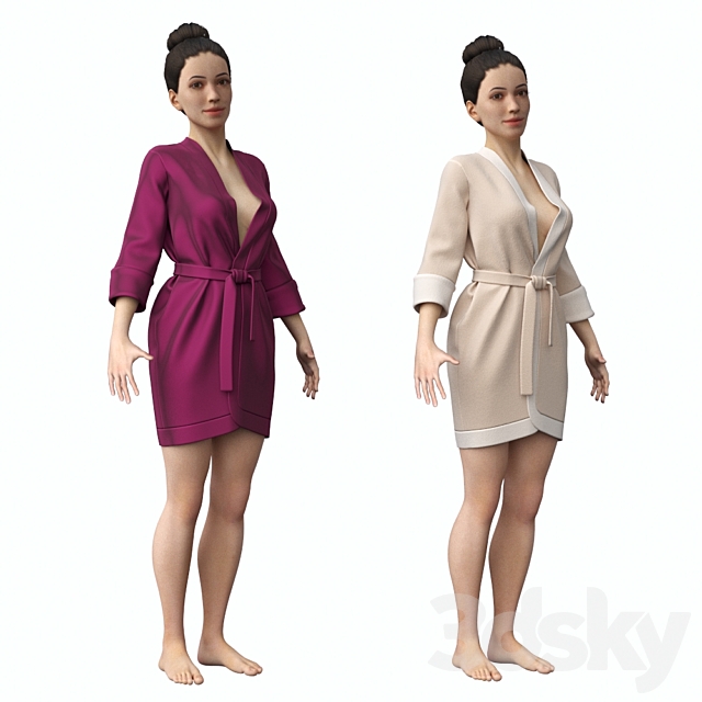 Girl in a bathrobe 3dsky