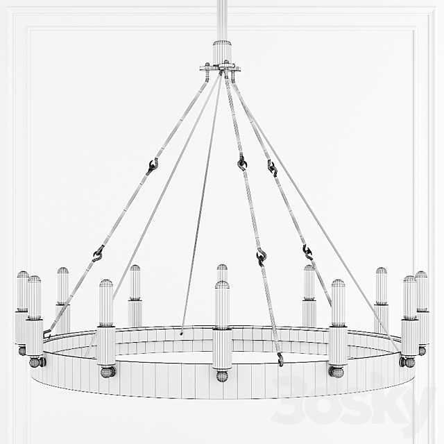 Restoration Hardware CAMINO VINTAGE FILAMENT ROUND CHANDELIER 26 Black 3d