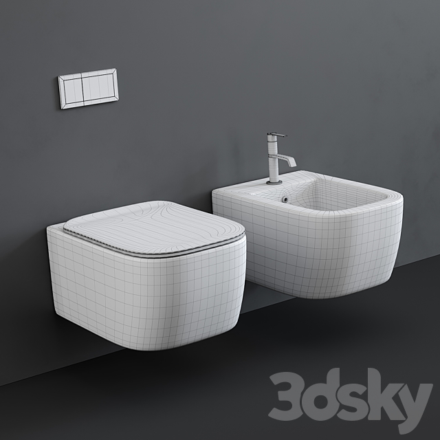 Antonio Lupi Komodo Wall Hung Toilet and Bidet 3DSMax File - thumbnail 3