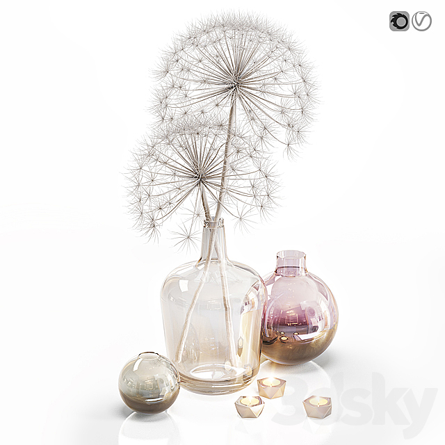 Decor set 13 Heracleum plant white 3dsky