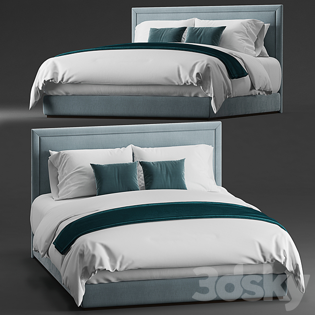 Simple bed for hotel guest room 3DSMax File - thumbnail 1