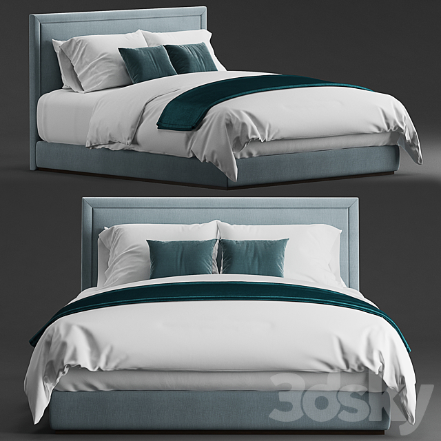 Simple bed for hotel guest room 3DSMax File - thumbnail 2
