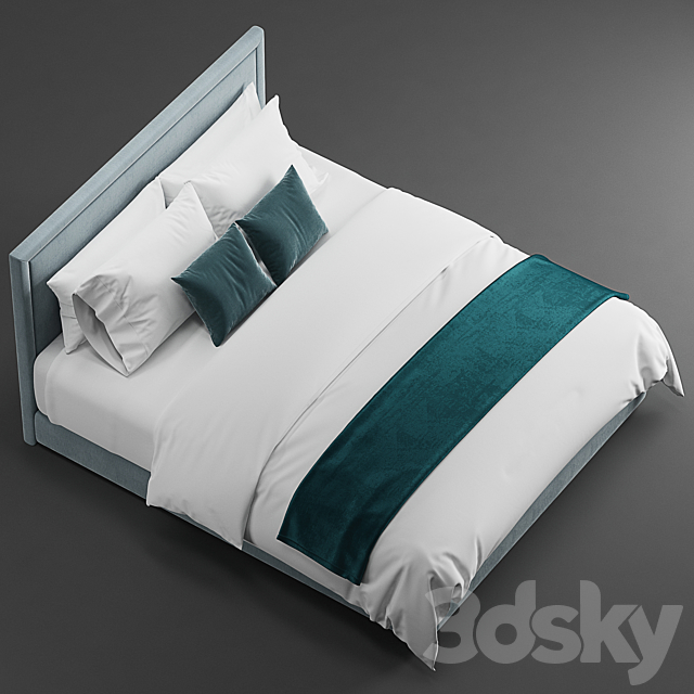 Simple bed for hotel guest room 3DSMax File - thumbnail 3