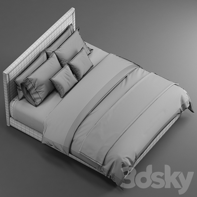 Simple bed for hotel guest room 3DSMax File - thumbnail 4