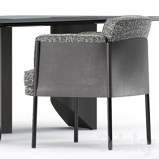 SHELLEY DINING chair and WEDGE DINING Table by Minotti 3DSMax File - thumbnail 2