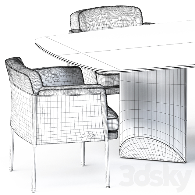 SHELLEY DINING chair and WEDGE DINING Table by Minotti 3DSMax File - thumbnail 5