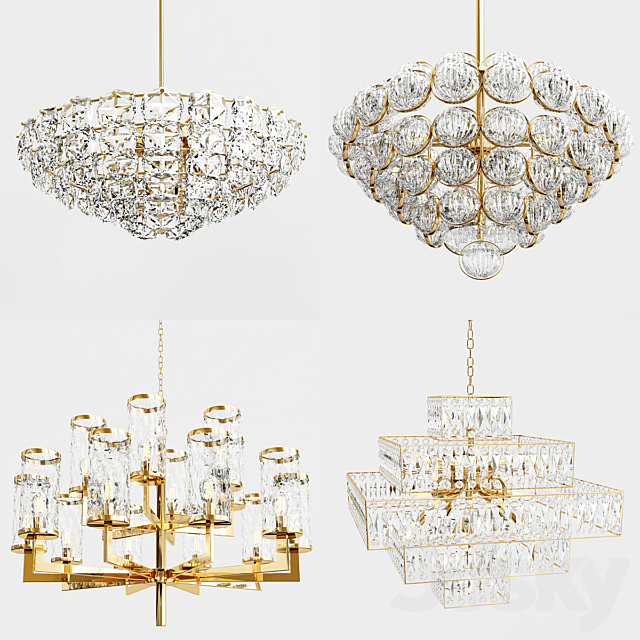 Chandelier gold and glass collection 3DSMax File - thumbnail 1