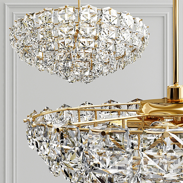 Chandelier gold and glass collection 3DSMax File - thumbnail 2