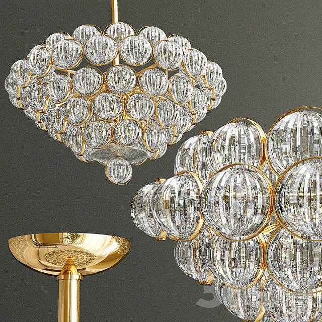 Chandelier gold and glass collection 3DSMax File - thumbnail 3