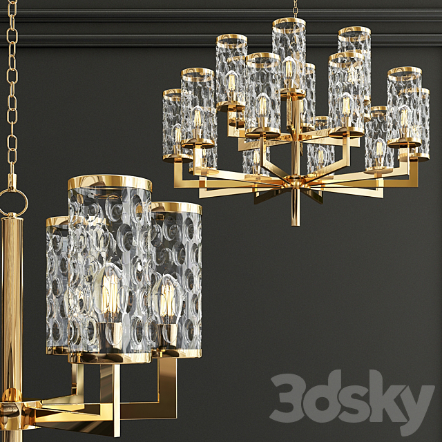 Chandelier gold and glass collection 3DSMax File - thumbnail 5